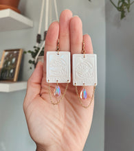 Load image into Gallery viewer, Tarot Card Earrings - Sparkly White Polymer Clay Earrings

