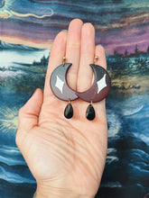 Load image into Gallery viewer, Crescent Moon Earrings in Moody Night
