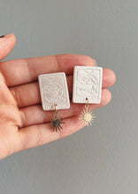 Load image into Gallery viewer, Tarot Card Stud Earrings - Sparkly White Polymer Clay Earrings
