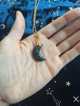 Load image into Gallery viewer, Black + Gold Crescent Moon Necklace
