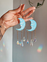 Load image into Gallery viewer, Sleeping Moon Mini Sun Catcher - Baby Blue + White
