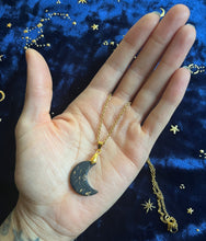Load image into Gallery viewer, Black + Gold Crescent Moon Necklace
