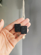 Load image into Gallery viewer, Tarot Card Stud Earrings - Black Polymer Clay Earrings
