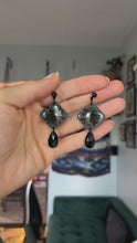Load and play video in Gallery viewer, Black Pressed Queen Anne&#39;s Lace Earrings
