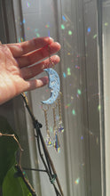 Load and play video in Gallery viewer, Sleeping Moon Mini Sun Catcher - Baby Blue + White
