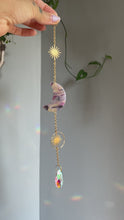 Load and play video in Gallery viewer, Crescent Moon Sun Catcher - Marbled Stained Glass
